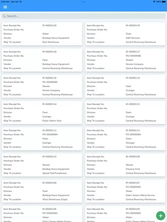 Capturas de tela do Elements XS Inventory Control iPad 