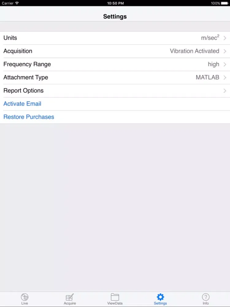VibSensor - accelerometer recorder, vibration analysis, and data export iPad 應用截圖