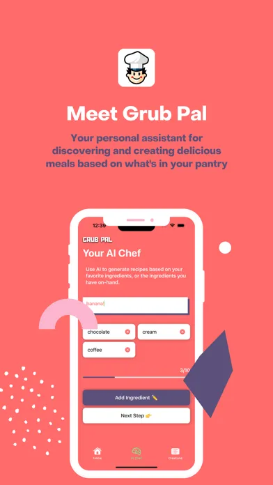 Capturas de tela do AI Recipe Maker - Grub Pal