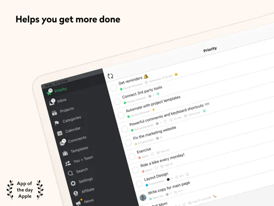 Nozbe Personal iPad  স্ক্রিনশট