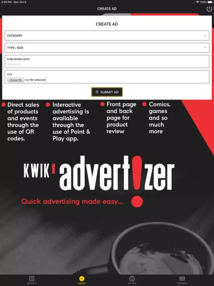 Kwik Advertizer iPad  Screenshots