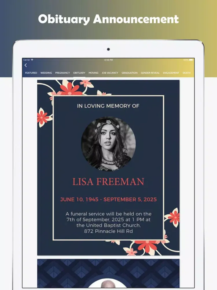 صور Announcements Card Maker iPad 