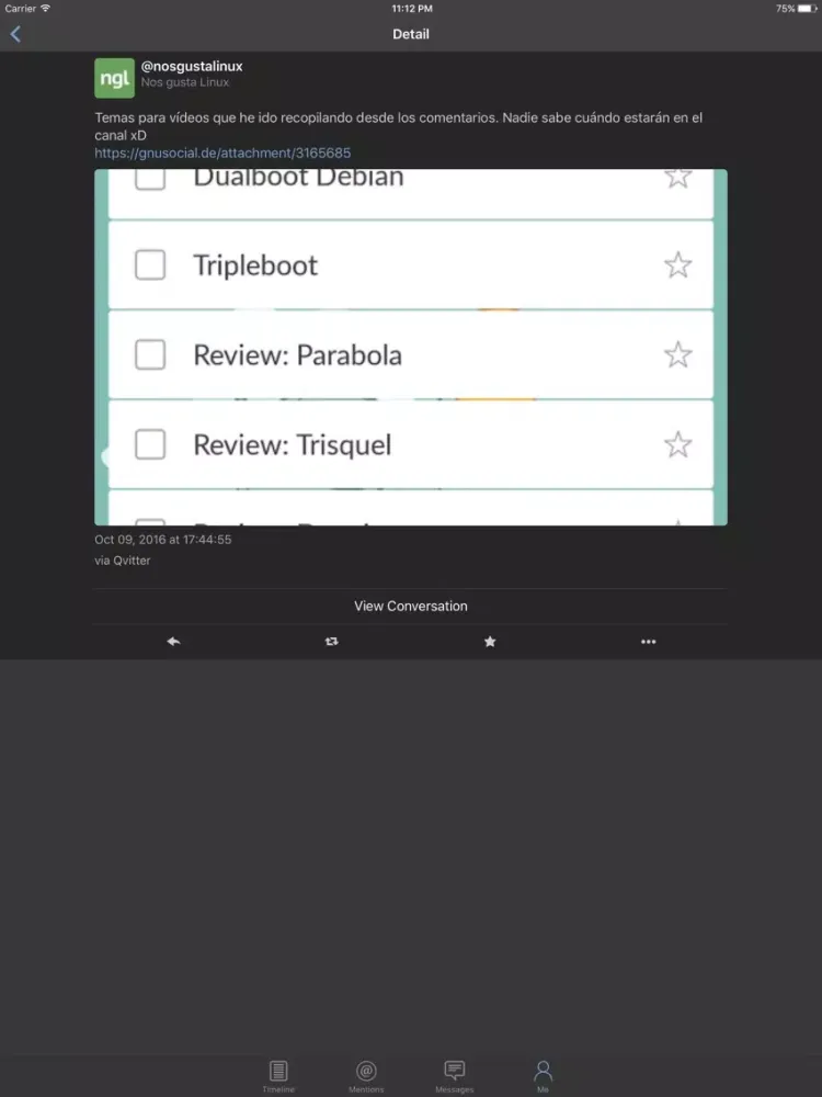 ภาพหน้าจอของ Shoyu - StatusNet/GNUSocial iPad 