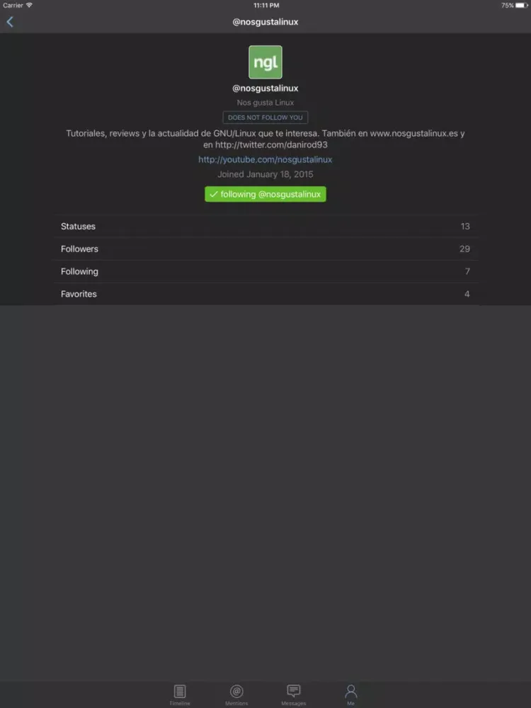 ภาพหน้าจอของ Shoyu - StatusNet/GNUSocial iPad 