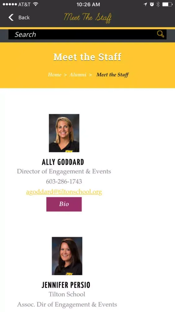 Tilton Alumni Screenshots