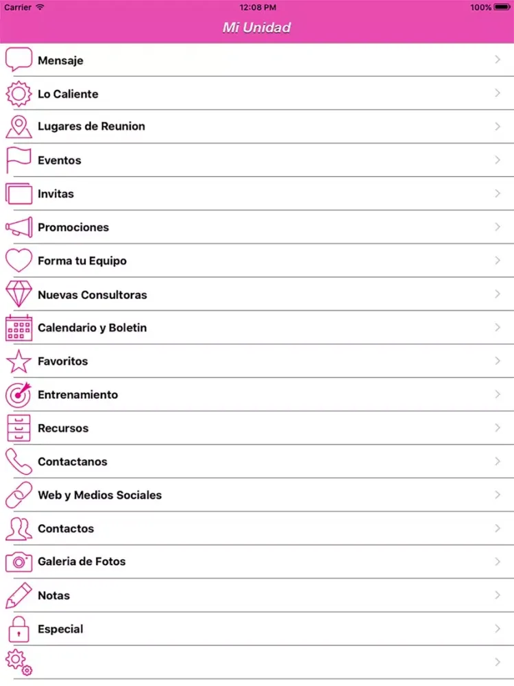 Tangkapan layar Mi Unidad App iPad 