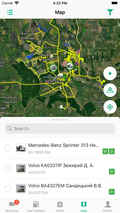 Screenshot di Telematics Cropwise Operations