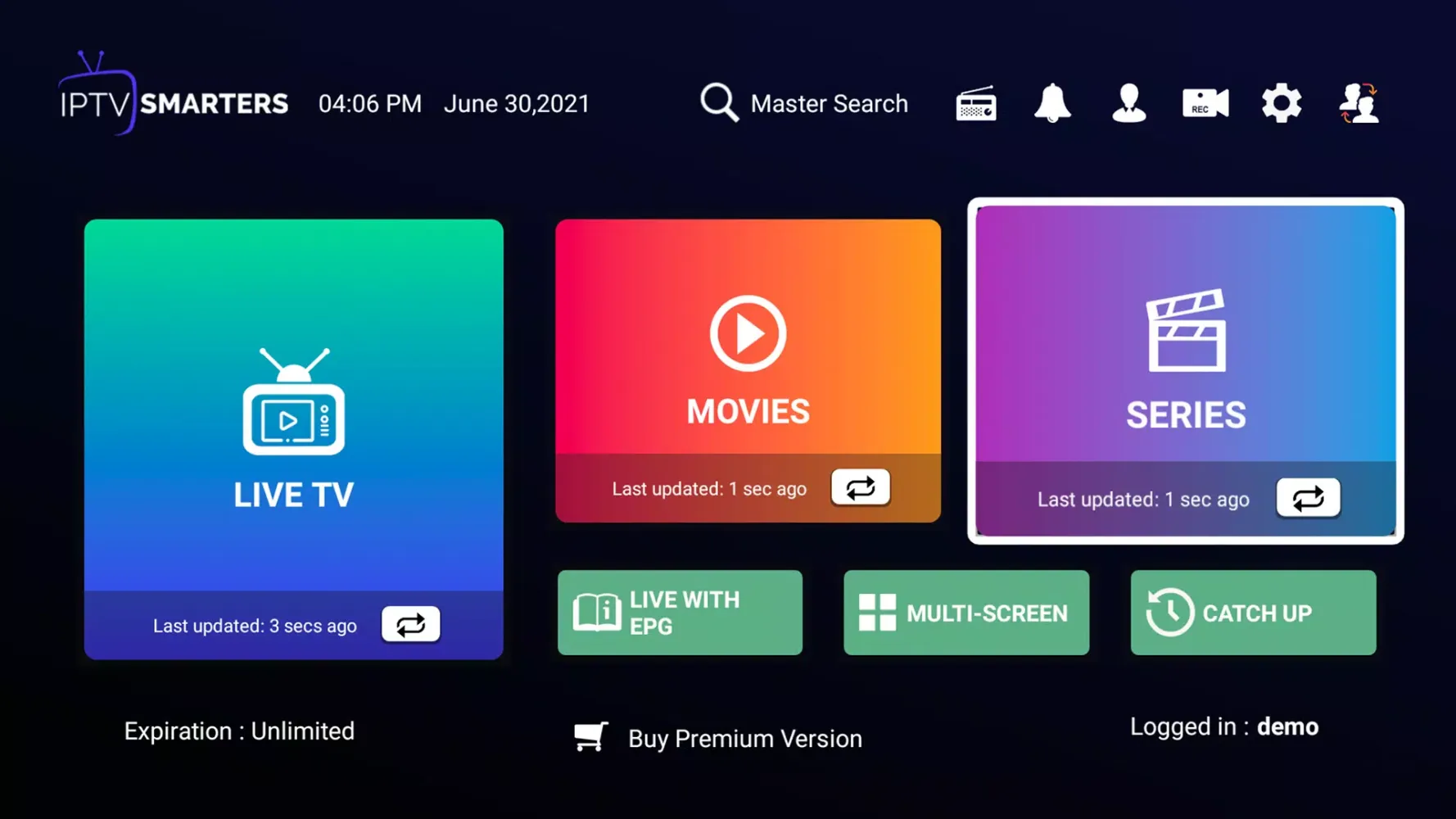 Zrzuty ekranu IPTV Smarters Pro