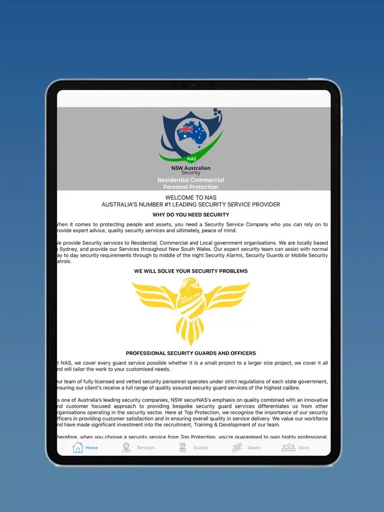 Capturas de pantalla de NAS Security iPad 