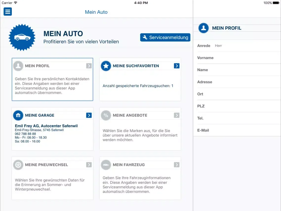 Emil Frey iPad  Screenshots