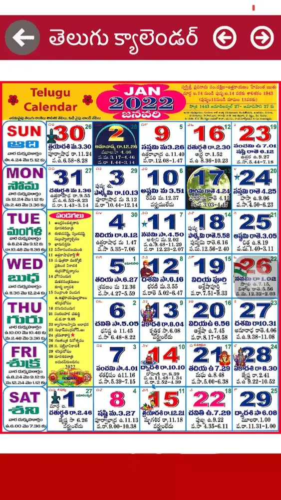 Telugu Calendar/Panchang 2021 Screenshots