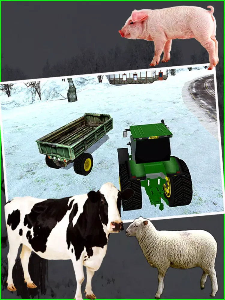 تصاویر Animal Delivery Tractor Trolley iPad 