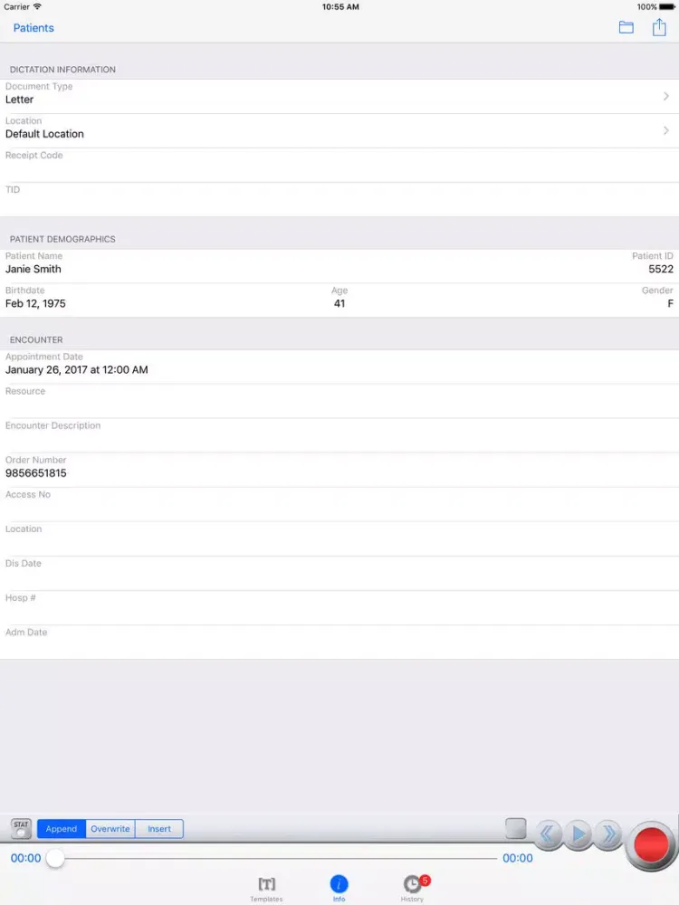 eScription RH Transcription iPad  سکرین شاٹس