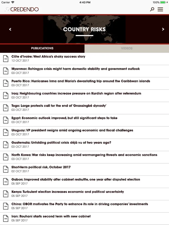 Credendo Risk iPad  Screenshots