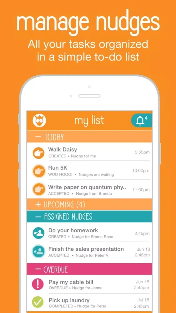 Ảnh chụp màn hình của Nudgy - Reminders, Tasks, To-Do List & Motivation