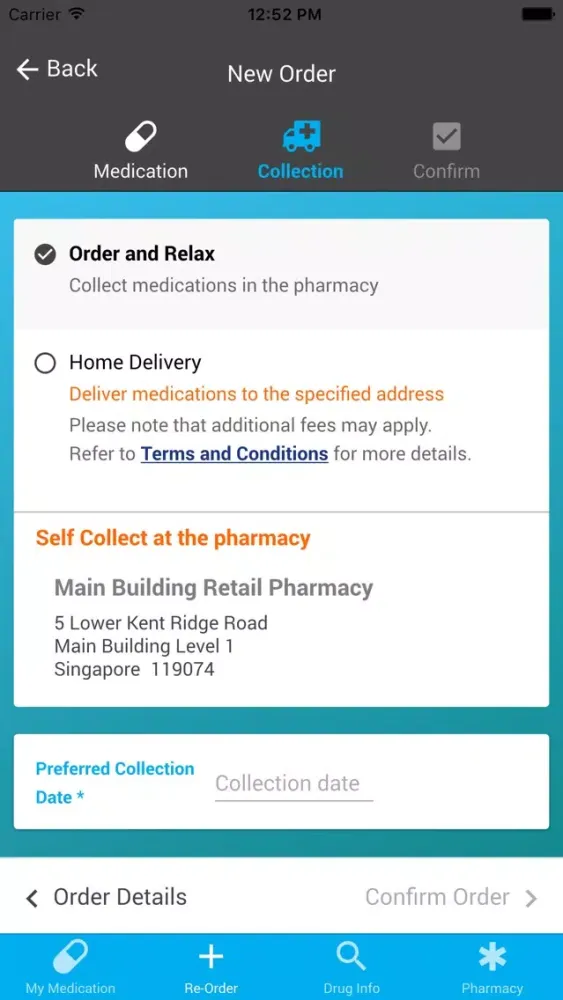 Ảnh chụp màn hình của NUH myMeds