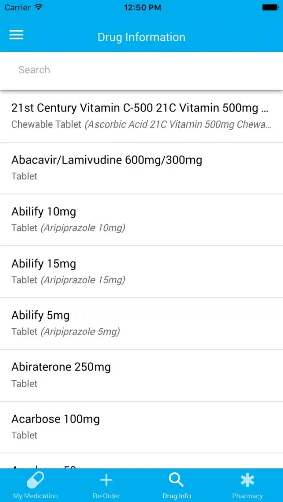 Ảnh chụp màn hình của NUH myMeds