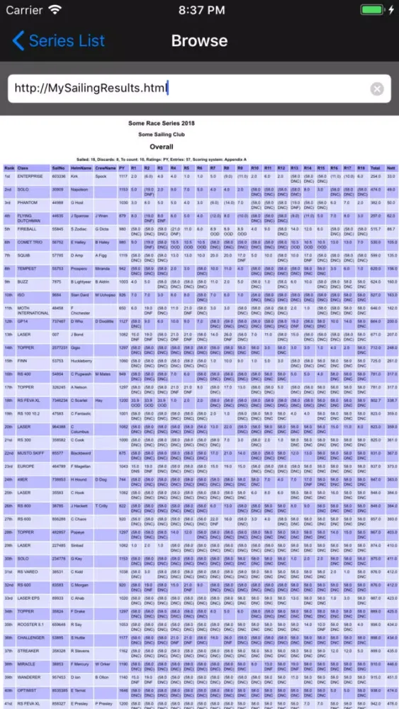 Zrzuty ekranu Get My Sailing Results Pro