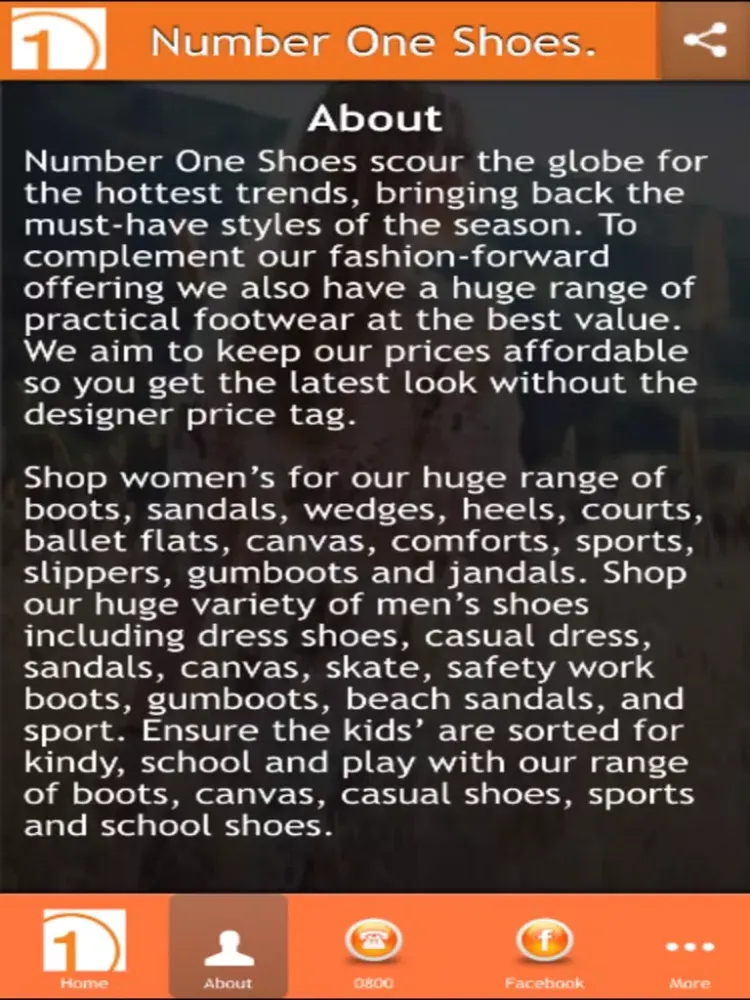 Ảnh chụp màn hình của Number One Shoes. iPad 