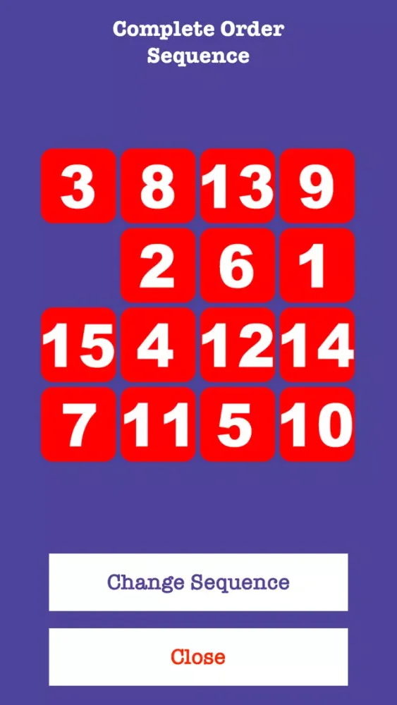 Tangkapan skrin Arrange Number Sequence