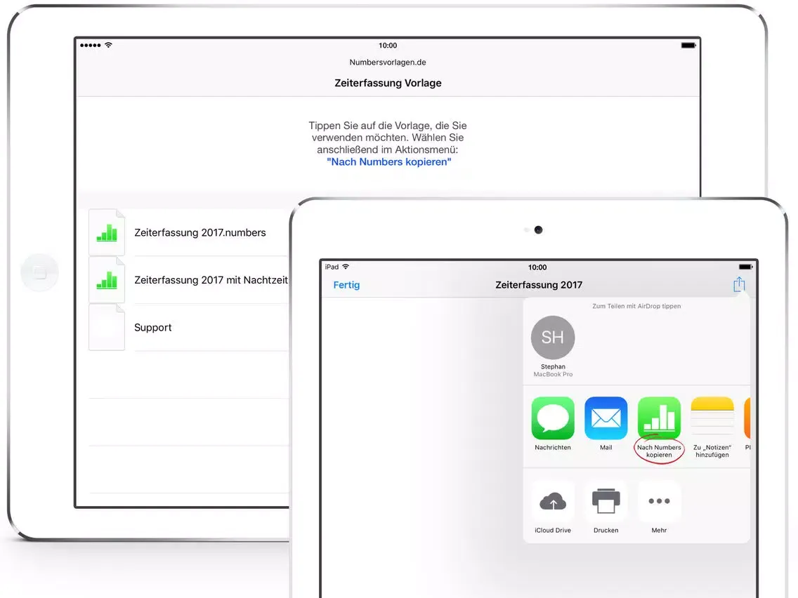 Zeiterfassung 2017 für Numbers iPad  स्क्रीनशॉट