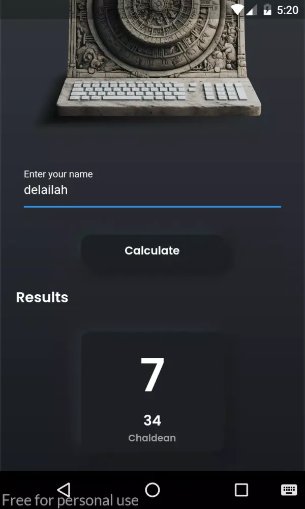 Chaldean Numerology Calculator 스크린샷