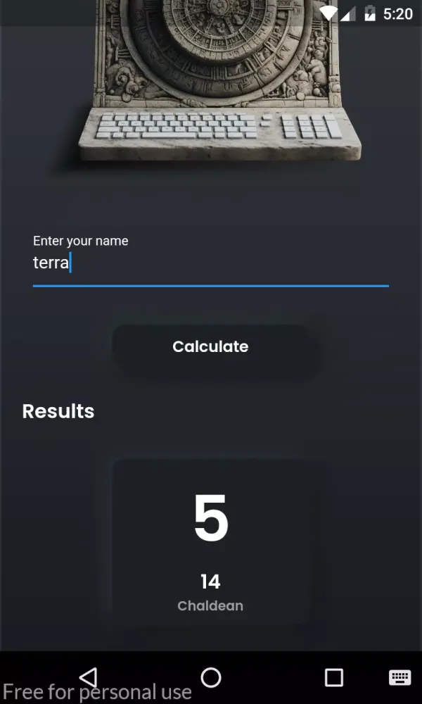 Chaldean Numerology Calculator 스크린샷