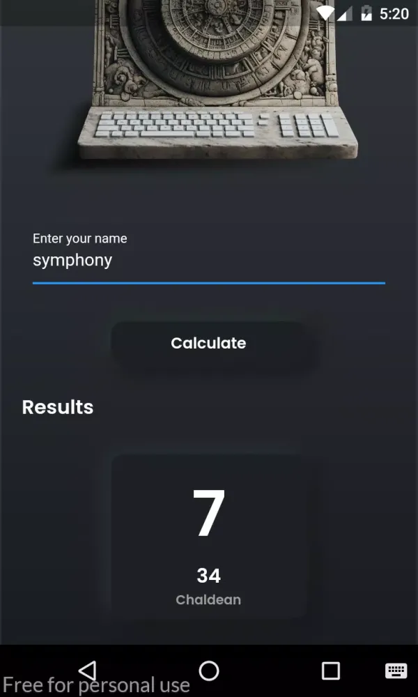 Chaldean Numerology Calculator 스크린샷
