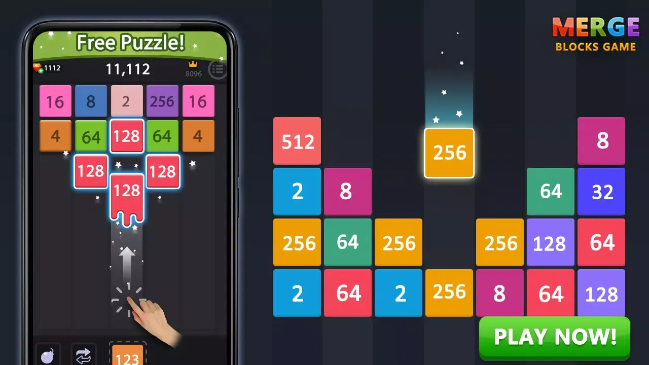 Merge block - 2048 puzzle game 스크린샷