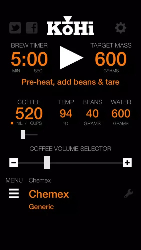 Zrzuty ekranu KoHi - Pour Over Coffee Brewing