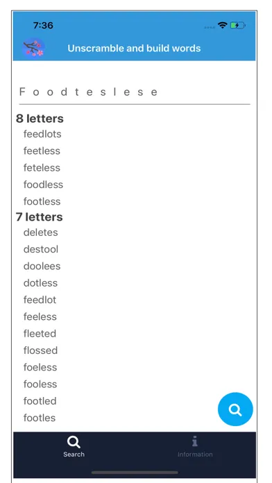 Unscramble and build words سکرین شاٹس