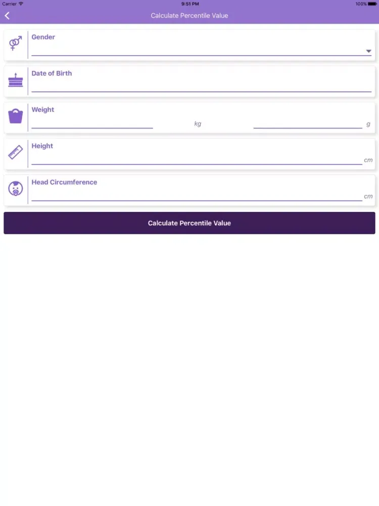 تصاویر Nutricia Percentile Calculator iPad 