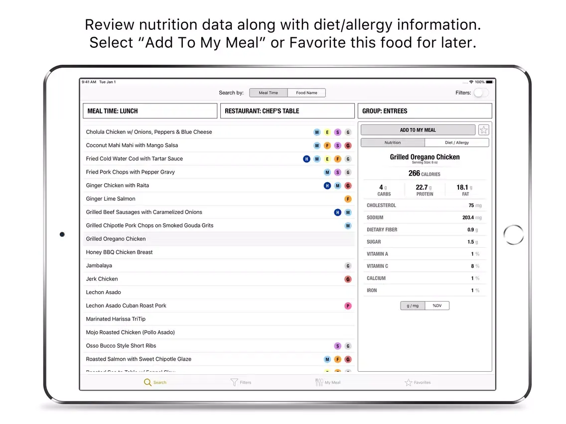 Nutrition - Vanderbilt iPad  Screenshots