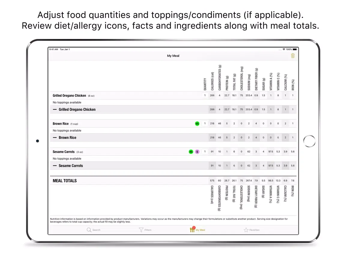Nutrition - Vanderbilt iPad  Screenshots