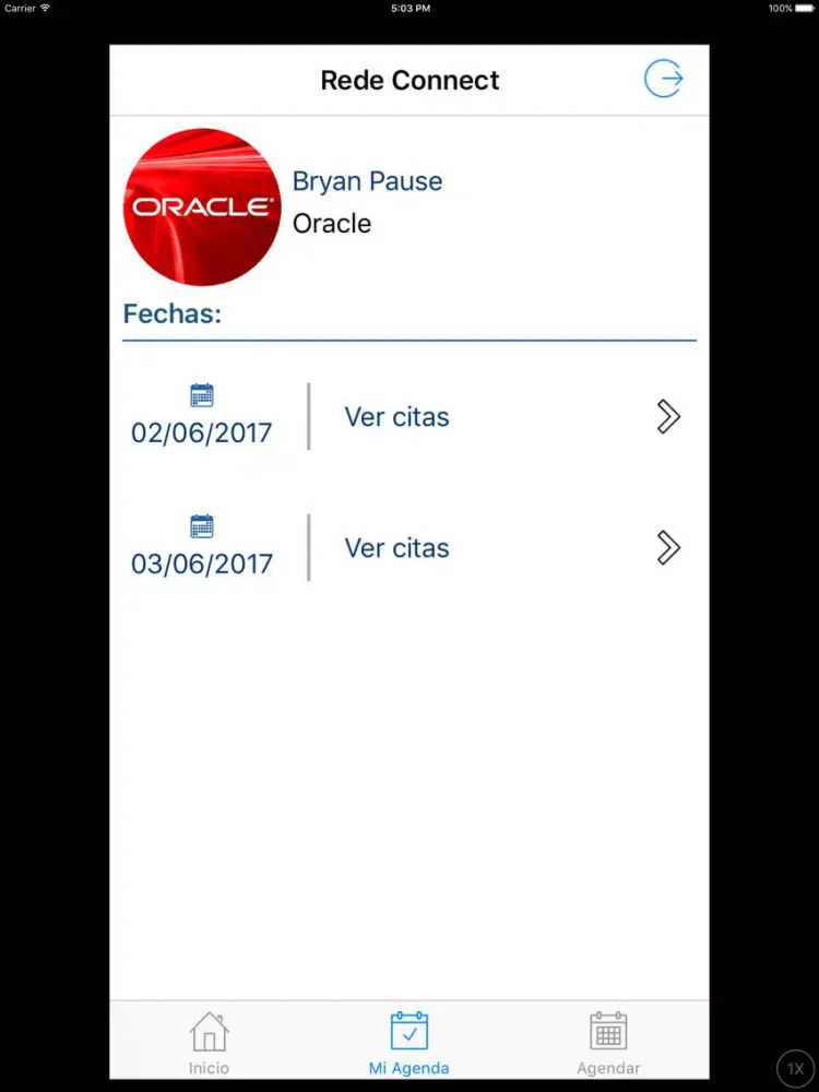 Ảnh chụp màn hình của Rede Connect iPad 