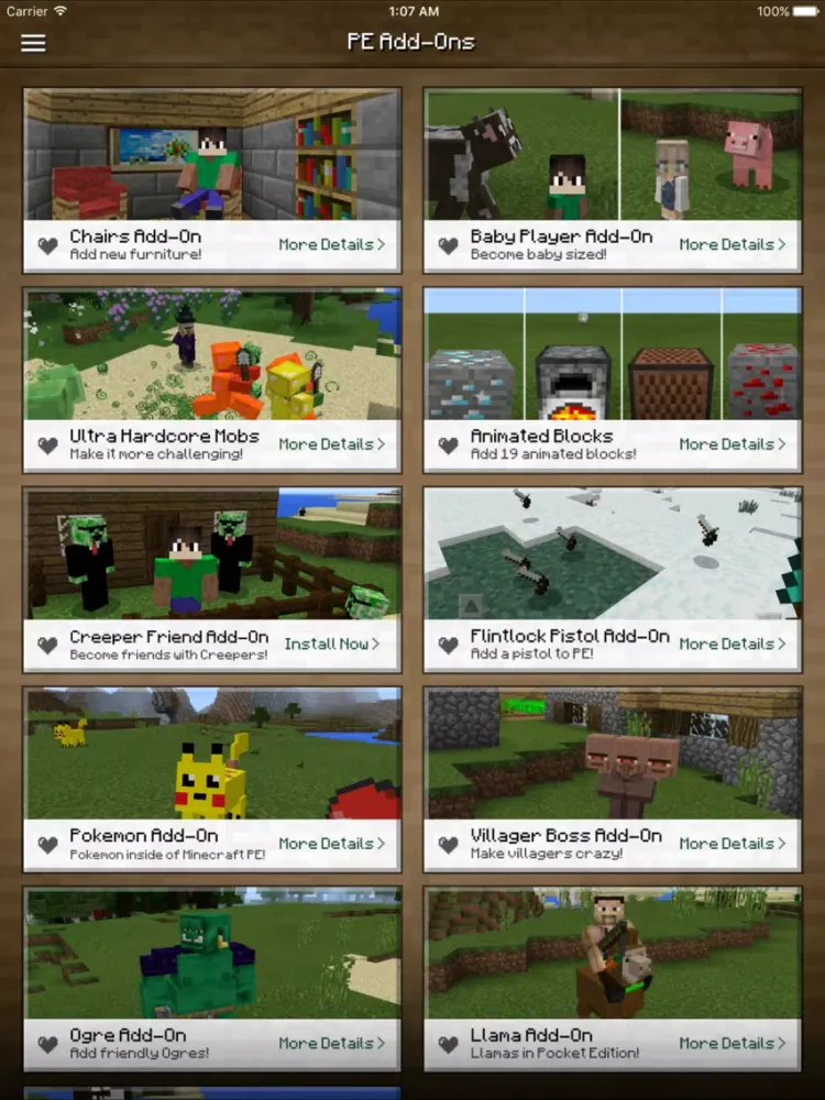 ภาพหน้าจอของ Add-Ons for Minecraft PE iPad 