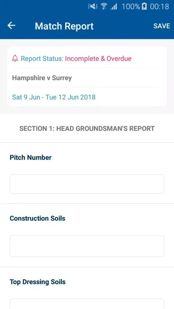 Captures d'écran de ECB Match Reporting