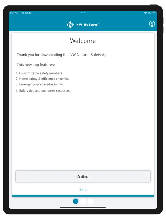 Ảnh chụp màn hình của NW Natural Safety App iPad 