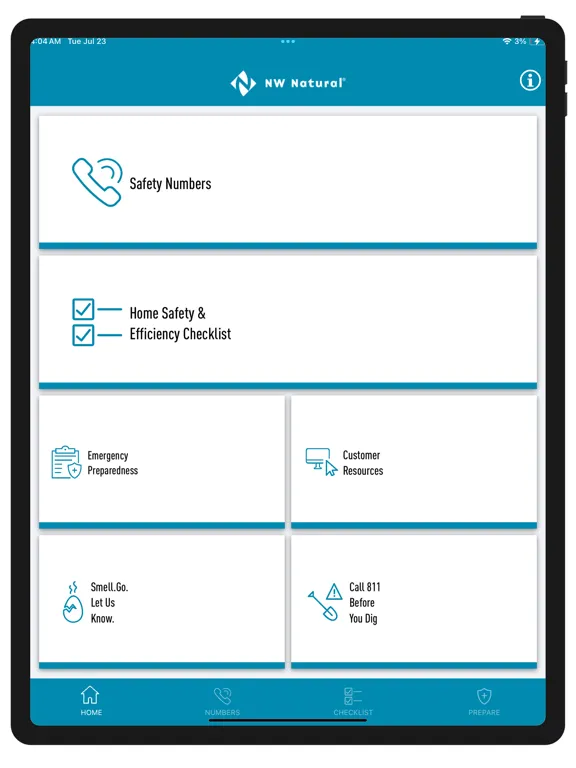 Ảnh chụp màn hình của NW Natural Safety App iPad 