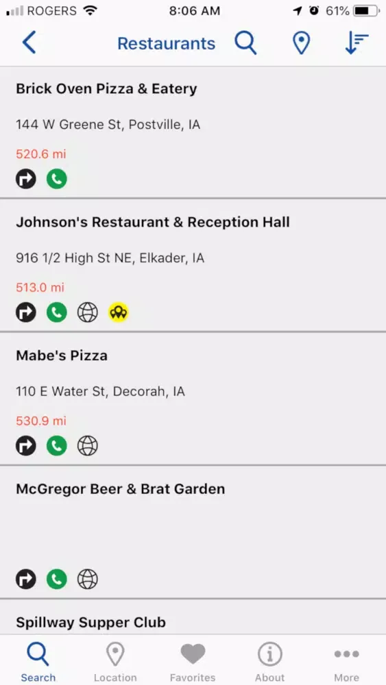 NE Iowa Local Search Screenshots