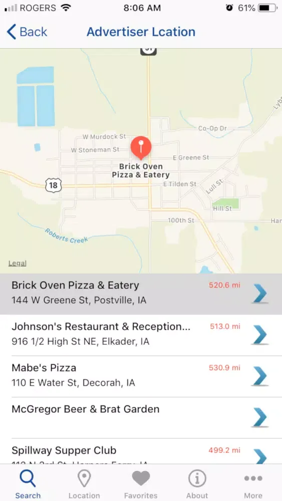 NE Iowa Local Search Screenshots