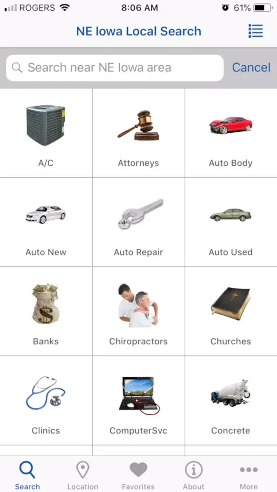 NE Iowa Local Search Screenshots
