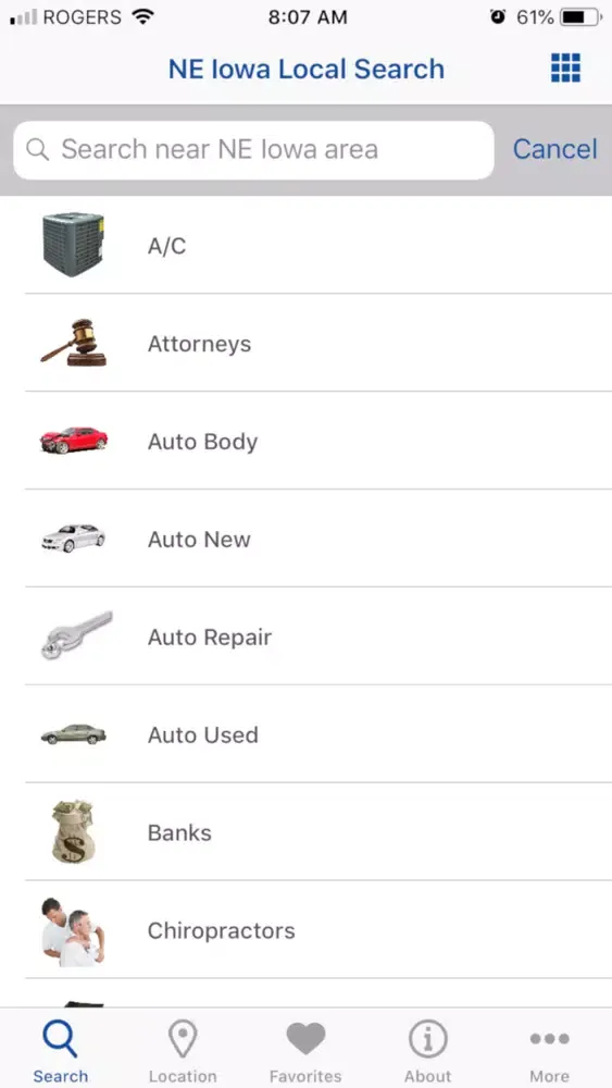 NE Iowa Local Search Screenshots