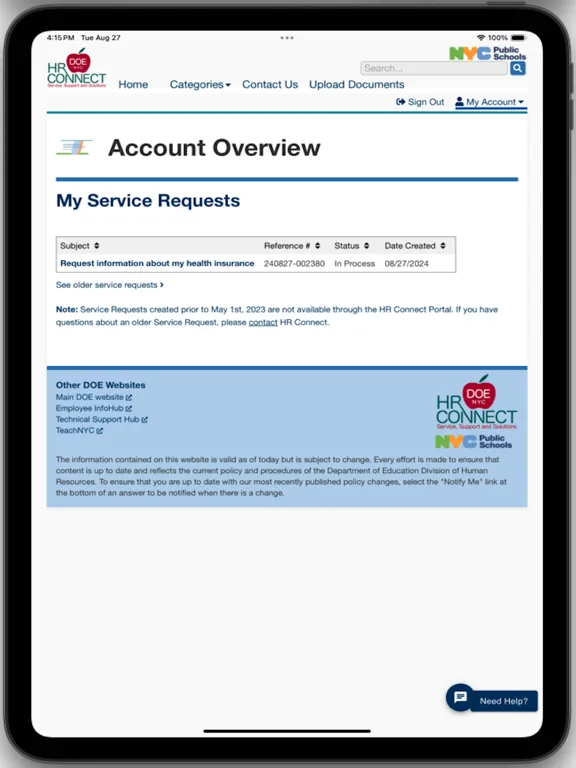 تصاویر NYCPS - HR Connect Portal iPad 