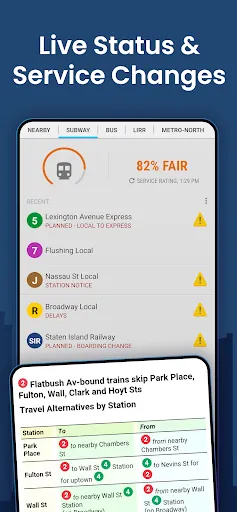 Capturas de tela do MyTransit NYC Subway & MTA Bus