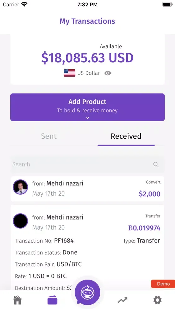 Tangkapan skrin NYDAX Digital Asset Wallet