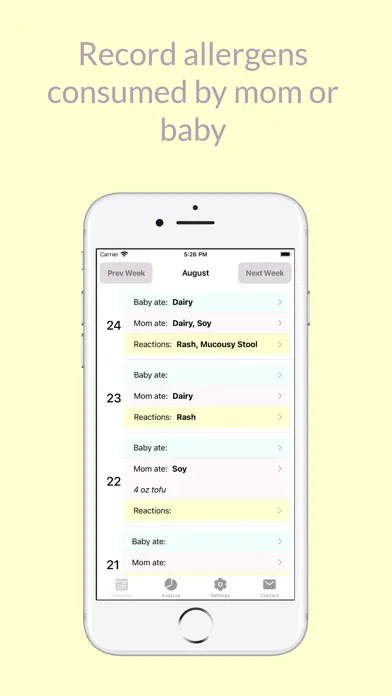 Baby Allergy Log स्क्रीनशॉट