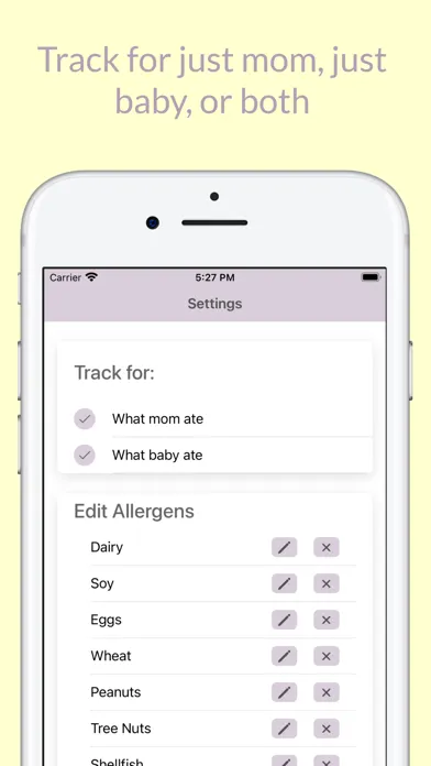 Baby Allergy Log स्क्रीनशॉट