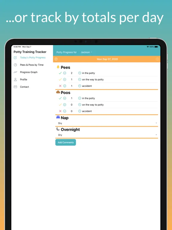 Potty Training Tracker iPad 應用截圖
