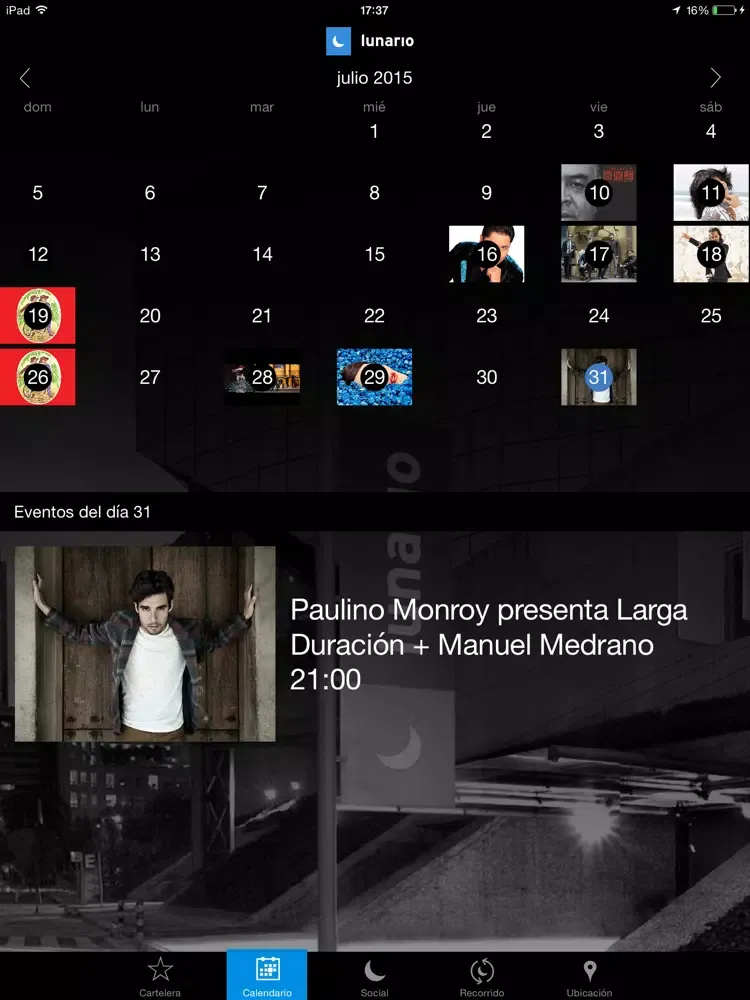 Capturas de tela do Lunario iPad 